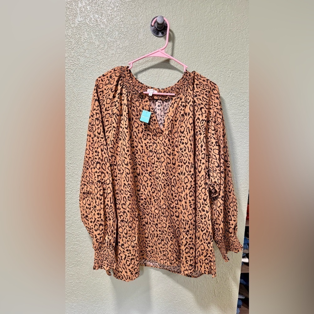 Maurices Brown Animal Print Blouse NWT 2X
